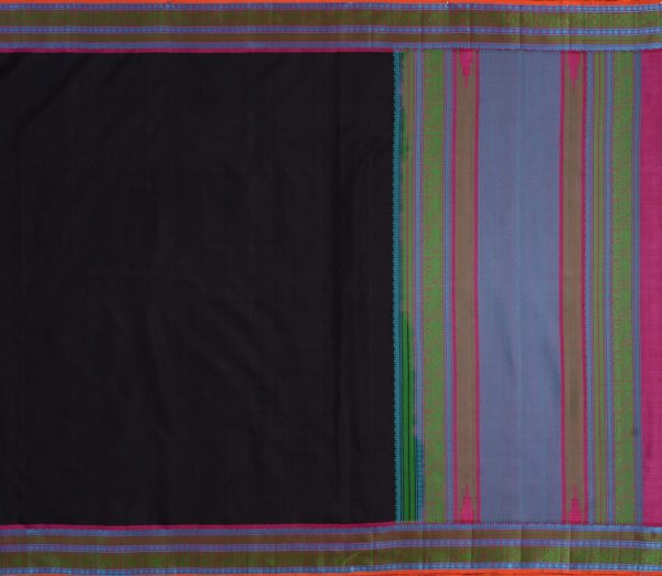 Kanjivaram Silk Saree in Black with threadwork