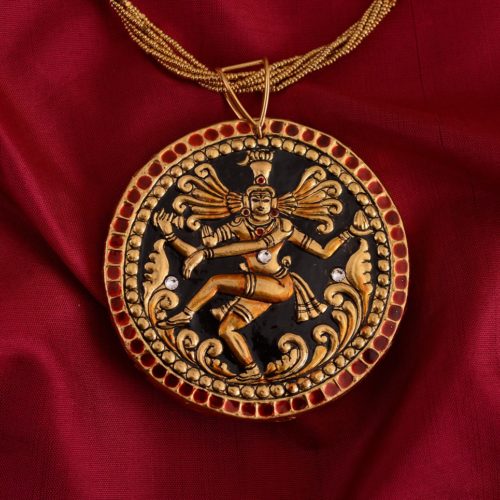 exquisite-tanjore-paintinglike-pendant-weavemaya-Bangalore-India-Maya-round-Nataraja