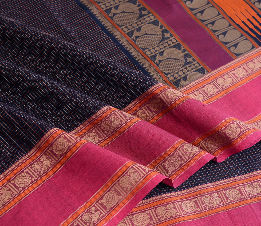 Elegant Kanchi cotton kattam weavemaya Bangalore India Maya navyblue 4482162 5