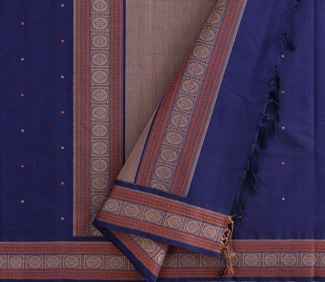 Elegant Kanchi cotton thuthuri poo butta weavemaya Bangalore India Maya navy blue 4482164 3