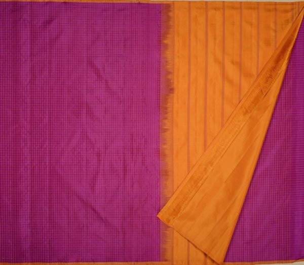 Elegant threadwork Kanjivaram silk saree Sarala kattam borderless weavemaya Bangalore India Maya pirple 2052102 2