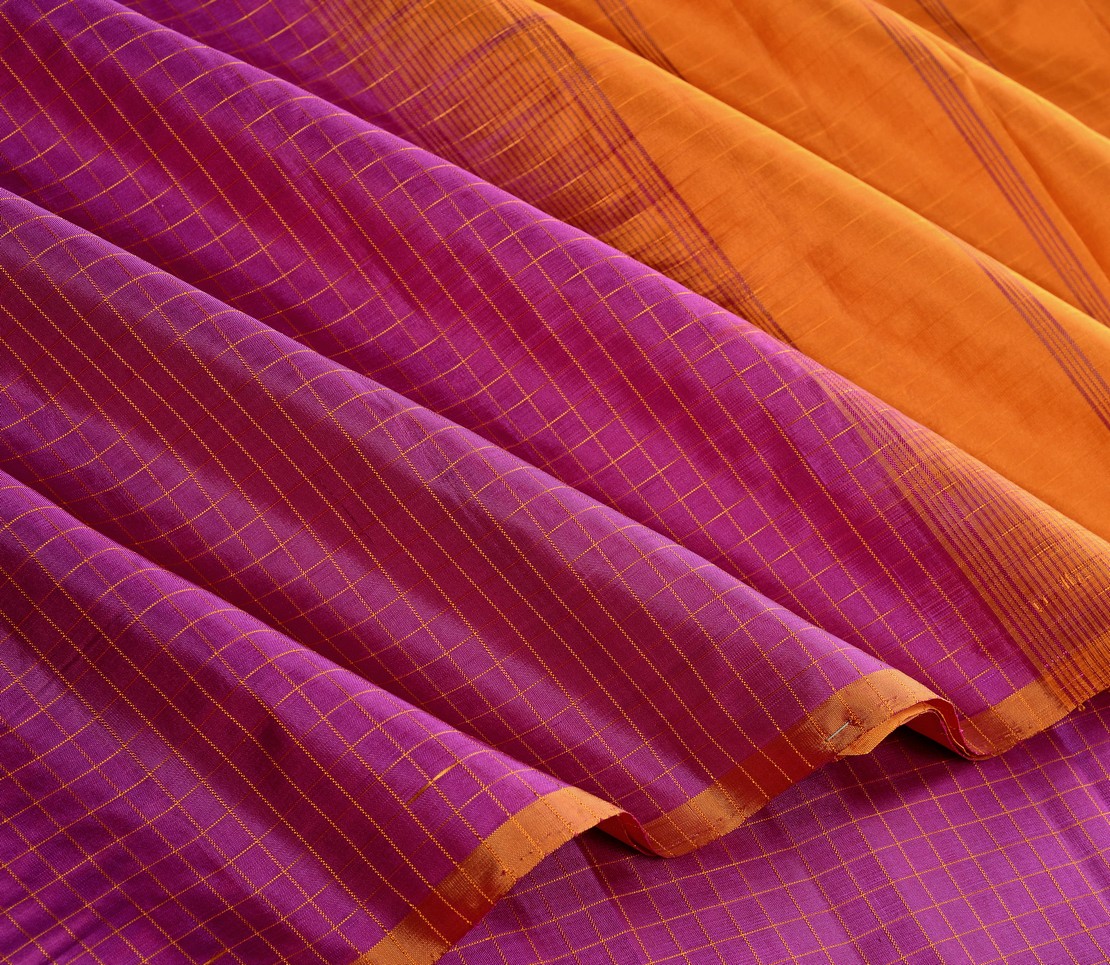 Elegant threadwork Kanjivaram silk saree Sarala kattam borderless weavemaya Bangalore India Maya pirple 2052102 4