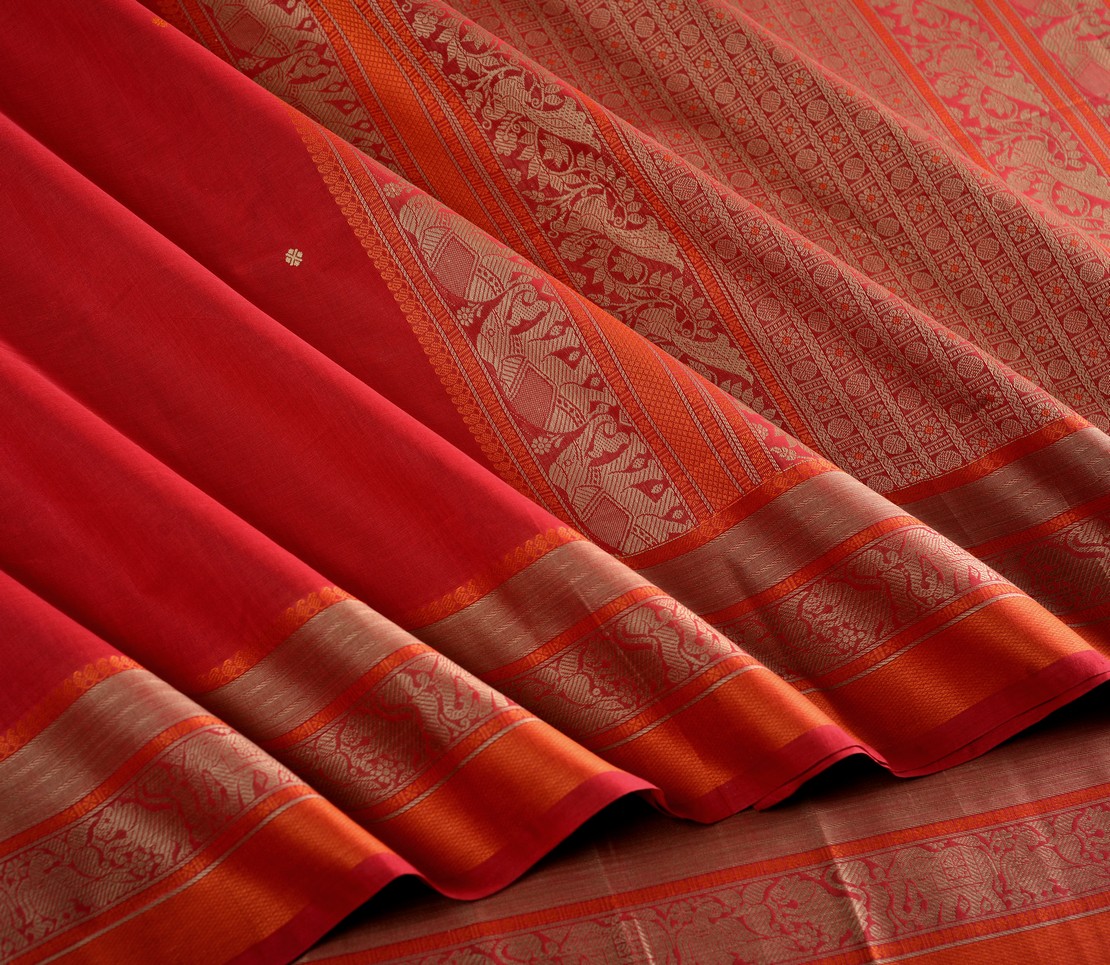 Elegant Kanchi Cotton Parutti Butta Weavemaya Bangalore India Maya Red 76821047 4