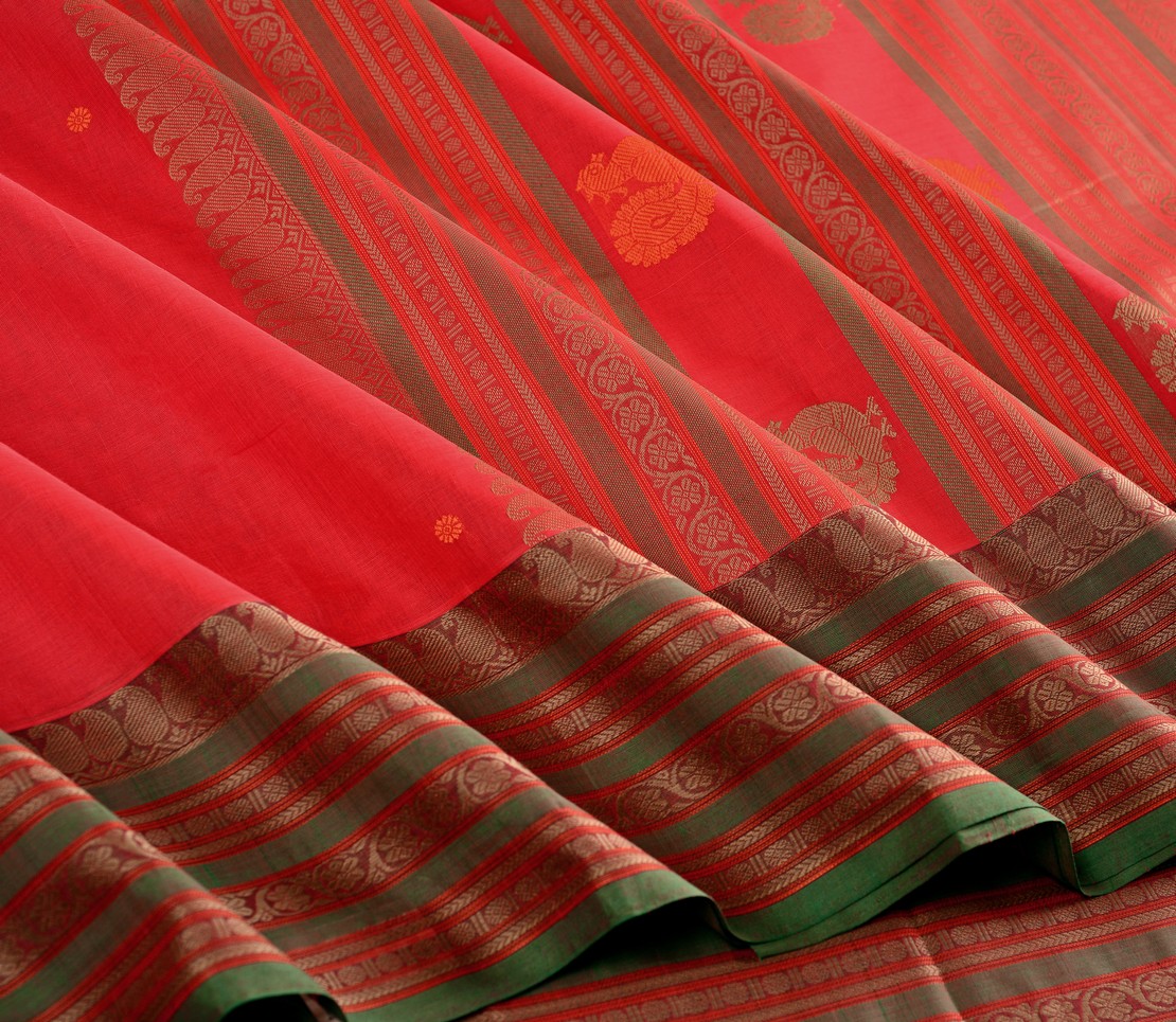 Elegant Kanchi cotton Parutti Butta Weavemaya Bangalore India Maya Red 76821020 4