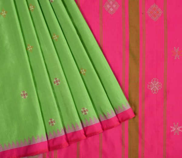 Elegant Kanjivaram silk saree Sampradaya Kasuti Korvai Weavemaya Bangalore India Maya Olive Green 10172102 3
