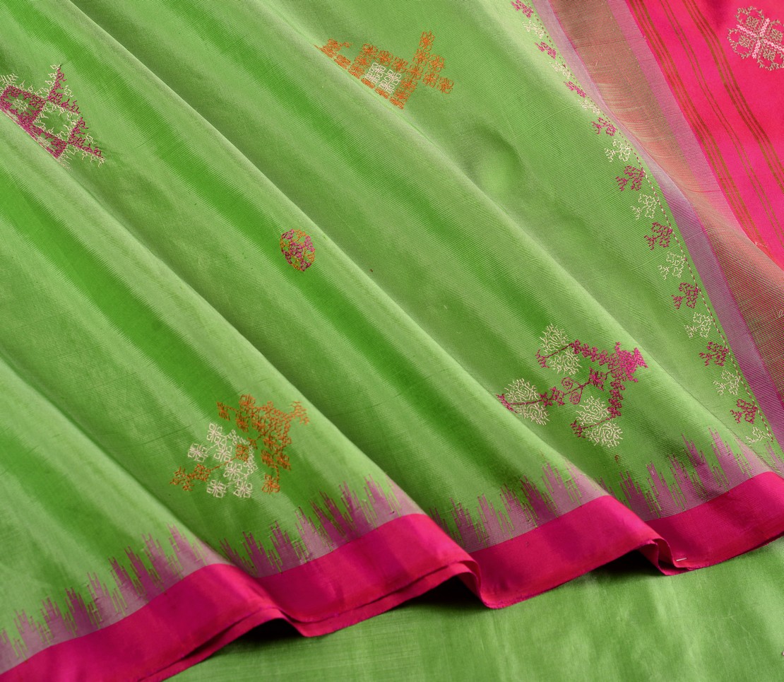 Elegant Kanjivaram silk saree Sampradaya Kasuti Korvai Weavemaya Bangalore India Maya Olive Green 10172102 4
