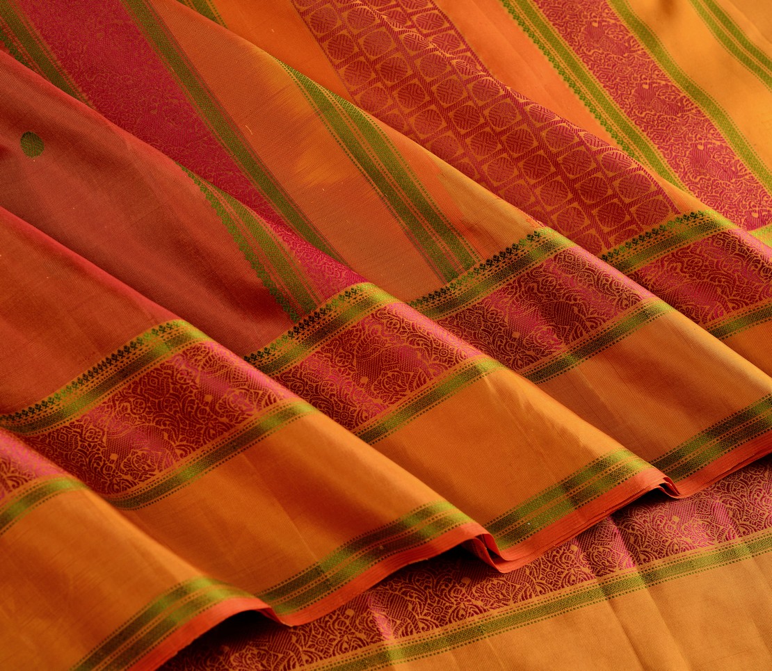 Elegant Threadwork Kanjivaram silk saree Mrudula Weavemaya Bangalore India Maya Rust Orange 4532230 4