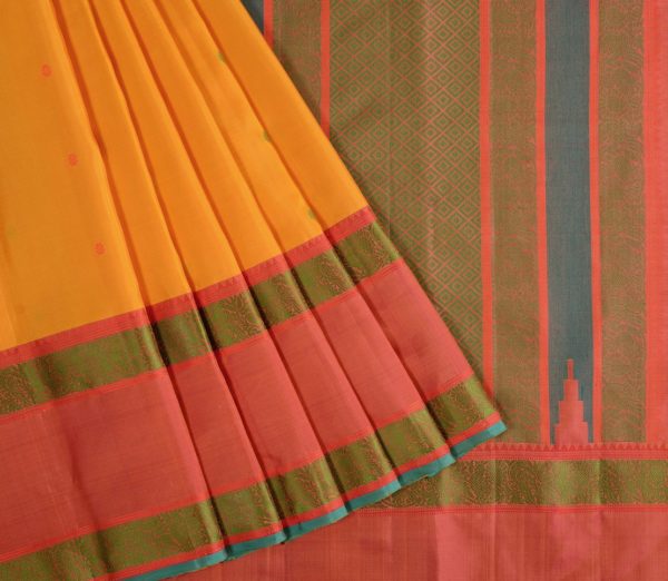 Elegant Threadwork Kanjivaram silk saree Mrudula Weavemaya Bangalore India Maya Yellow 4532218 3