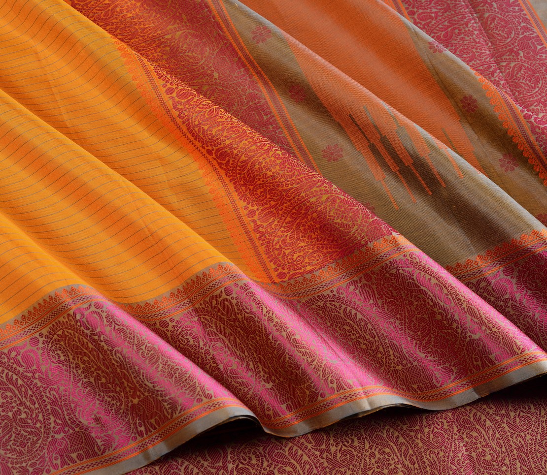 Elegant Threadwork Kanjivaram silk saree Mrudula Weavemaya Bangalore India Maya Yellow 4532223 4