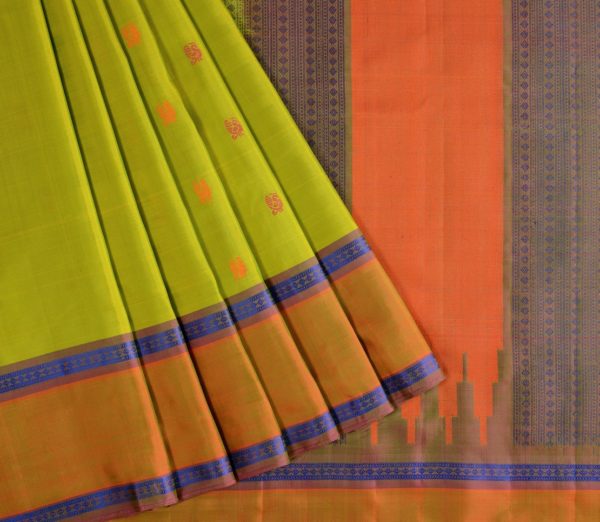 Elegant Threadwork Kanjivaram Silk Saree Sarala Weavemaya Bangalore India Maya Lemon Green 4532232 3