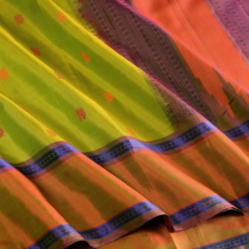 Elegant Threadwork Kanjivaram Silk Saree Sarala Weavemaya Bangalore India Maya Lemon Green 4532232 4