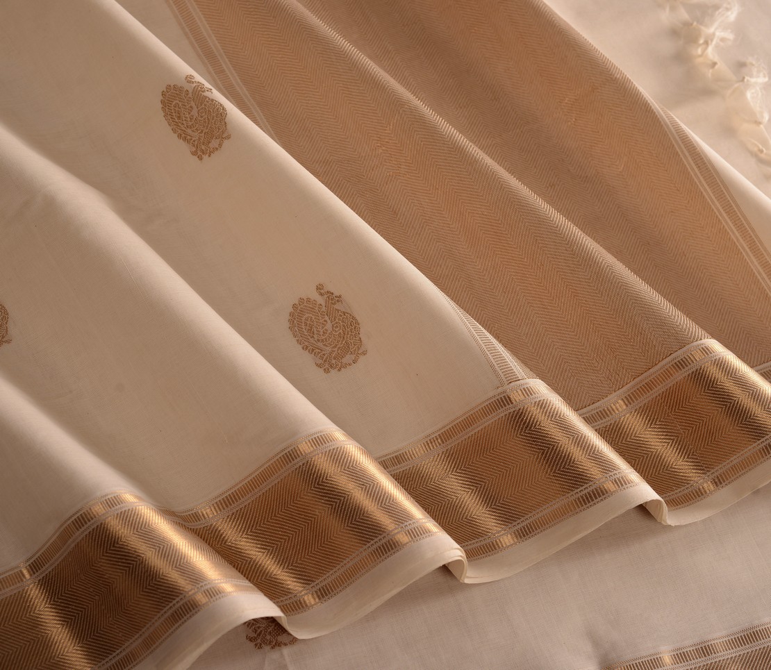 Elegant Kanchi Cotton Parutti Zari Butta Weavemaya Bangalore India Maya Offwhite 4582216 3