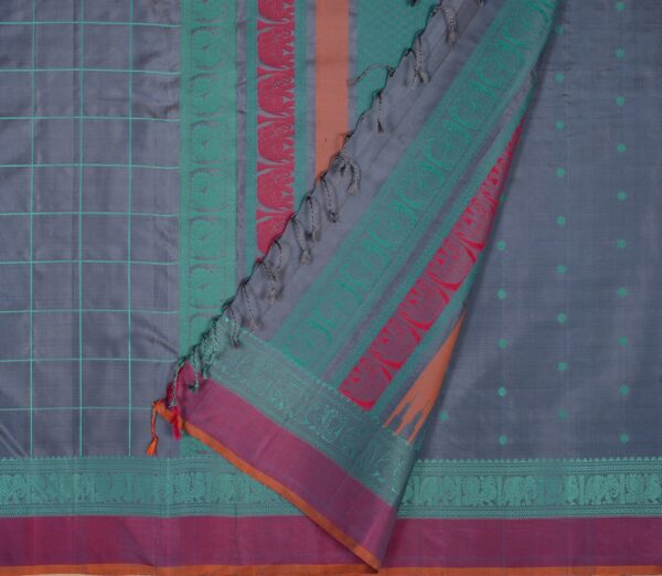 Elegant Kanjivaram Mrudula Kattam Butta Blouse Weavemaya Bangalore India Maya Grey 1152205 2
