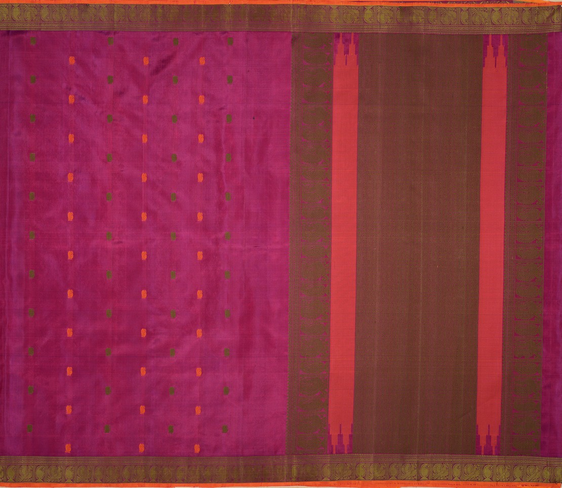 Kanjivaram Silk Saree in Purple with Threadwork 5582214