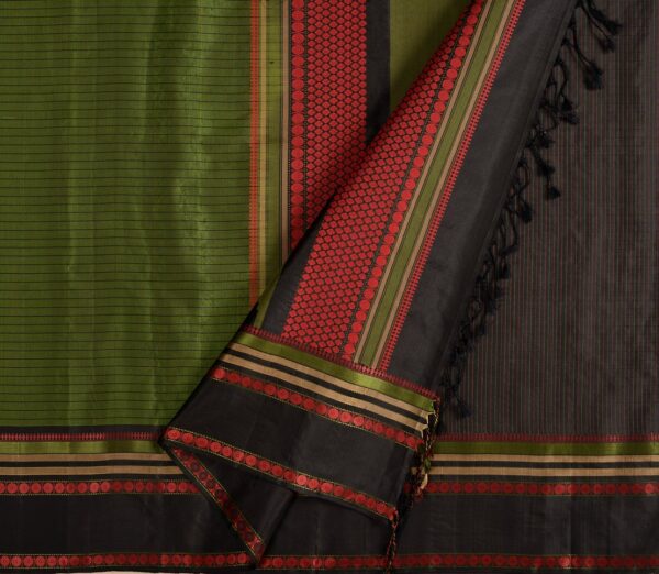 Elegant Kanjivaram Mrudula Threadwork Lines Weavemaya Bangalore India Maya Dark Green 5582210 2