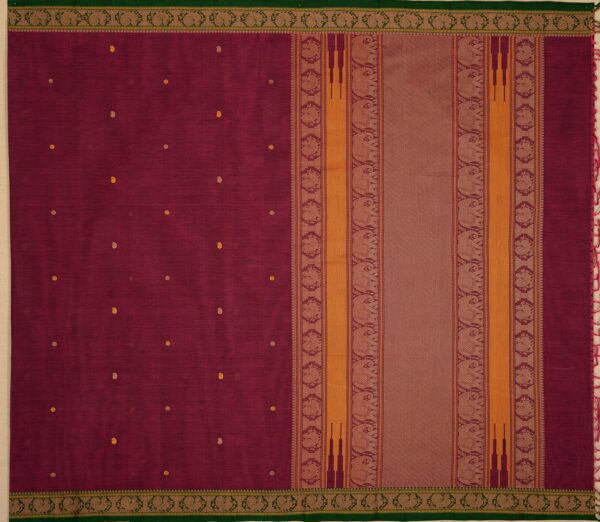 Elegant Kanchi Cotton Parutti Butta Small Border Weavemaya Bangalore India Maya Magenta 8122025 1