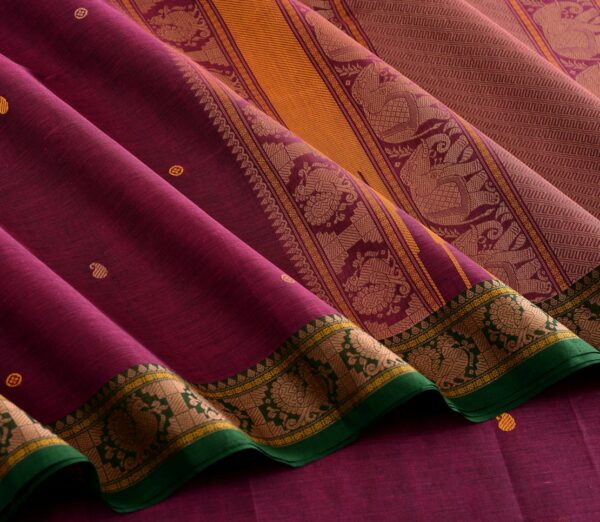 Elegant Kanchi Cotton Parutti Butta Small Border Weavemaya Bangalore India Maya Magenta 8122025 3
