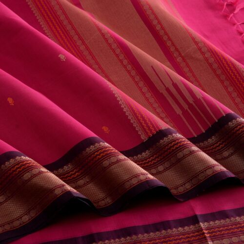 Elegant Kanchi Cotton Parutti Butta Small Border Weavemaya Bangalore India Maya Pink 8122012 3