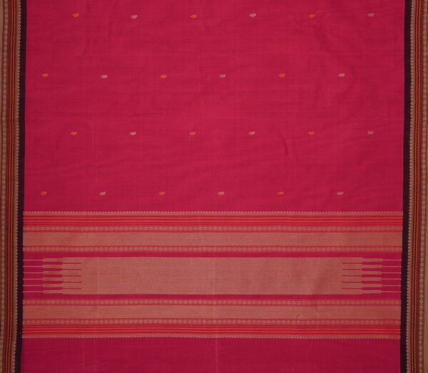 Elegant Kanchi Cotton Parutti Butta Small Border Weavemaya Bangalore India Maya Pink 8122012 4