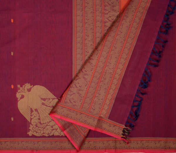 Elegant Kanchi Cotton Parutti Corner Motif Weavemaya Bangalore India Maya Purple 8122079 2