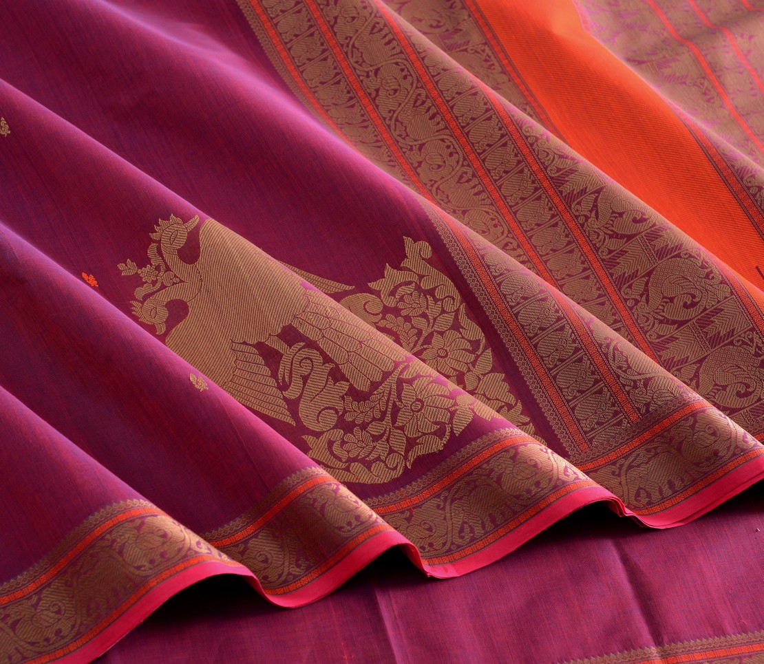 Elegant Kanchi Cotton Parutti Corner Motif Weavemaya Bangalore India Maya Purple 8122079 3
