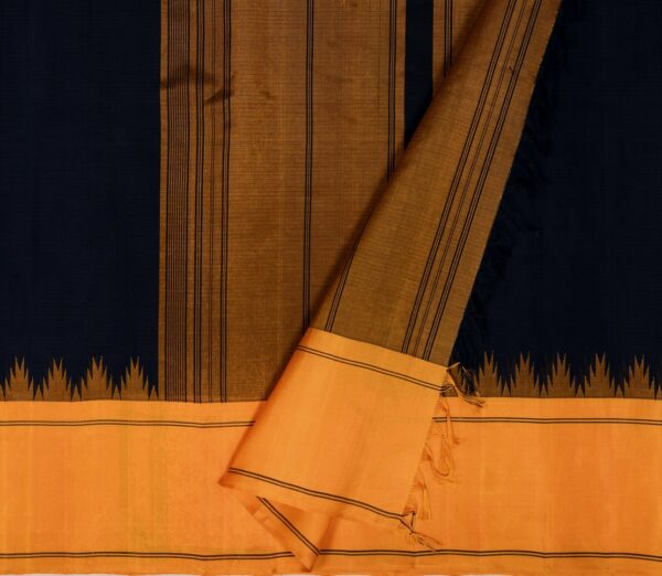 Elegant Kanchi Cotton Parutti Silk Korvai Border Weavemaya Bangalore India Maya Black 8022014 2