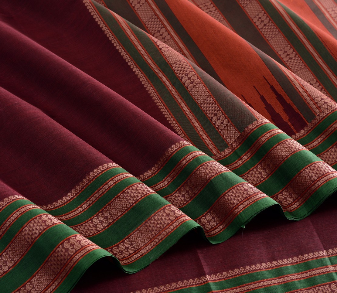 Elegant Kanchi Cotton Parutti Weavemaya Bangalore India Maya Brown 8122036 3