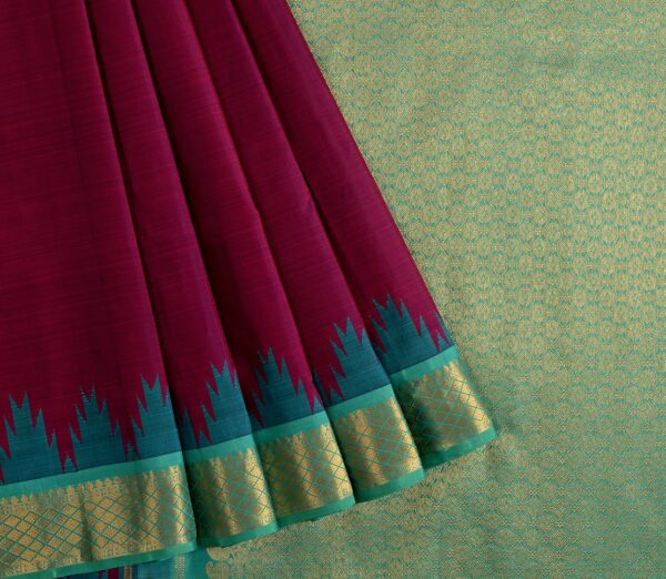 Elegant Kanjivaram Sampradaya Korvai Temple Border Rich Pallu Weavemaya Bangalore India Maya Purple 2592309 3