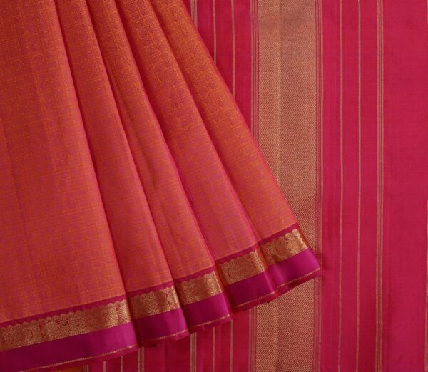 Elegant Kanjivaram Sampradaya Mayil Chakram Jacquard Weavemaya Bangalore India Maya Rust Orange 2602306 3