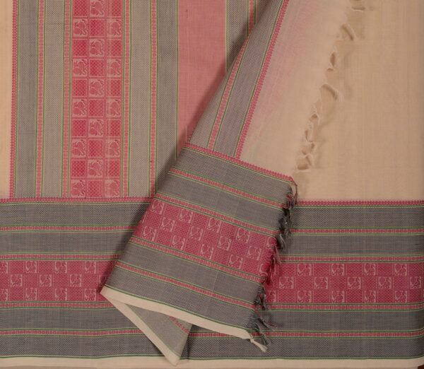 Elegant Kanchi Cotton Parutti Mubbhagam Threadwork Weavemaya Bangalore India Maya Offwhite 8122020 2