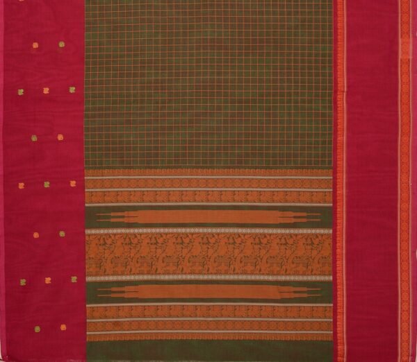 Elegant Kanchi Cotton Parutti Tall Border Kattam Weavemaya Bangalore India Maya Green 6252370 3