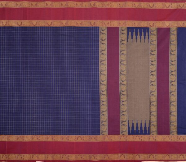 Elegant Kanchi Cotton Parutti Tall Border Kattam Weavemaya Bangalore India Maya Navy Blue 4582227 1