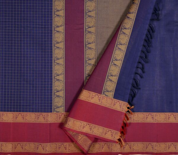 Elegant Kanchi Cotton Parutti Tall Border Kattam Weavemaya Bangalore India Maya Navy Blue 4582227 2