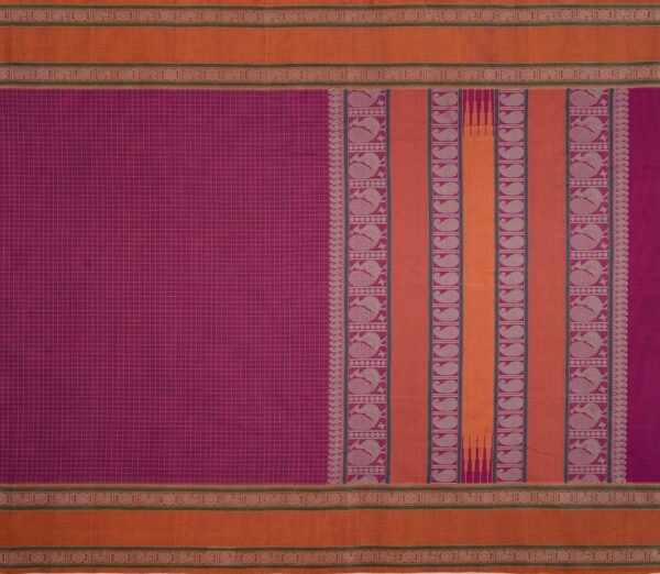 Elegant Kanchi Cotton Parutti Tall Border Kattam Weavemaya Bangalore India Maya Purple 8122069 1