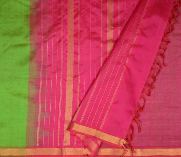 Elegant Kanchi Silkcotton Mishratantu Bavinchi Border Weavemaya Bangalore India Maya Parrot Green 4802310 2