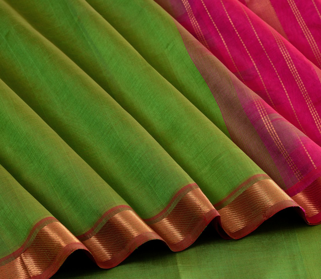 Elegant Kanchi Silkcotton Mishratantu Bavinchi Border Weavemaya Bangalore India Maya Parrot Green 4802310 3