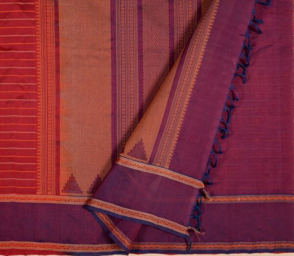 Elegant Kanchi Silkcotton Mishratantu Threadwork Veldhari Weavemaya Bangalore India Maya Carmine Red 452368 2