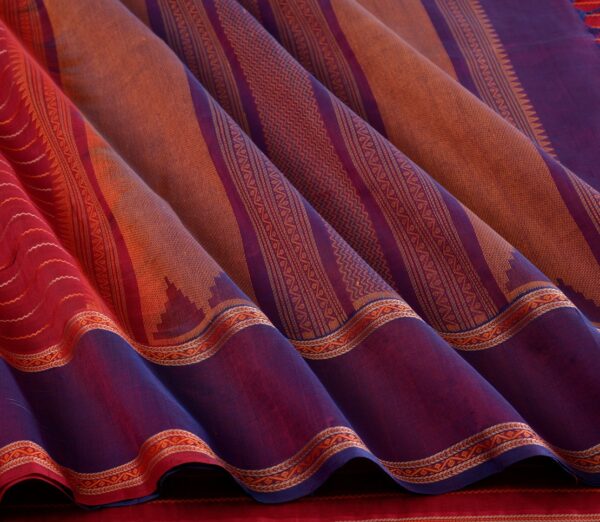 Elegant Kanchi Silkcotton Mishratantu Threadwork Veldhari Weavemaya Bangalore India Maya Carmine Red 452368 3