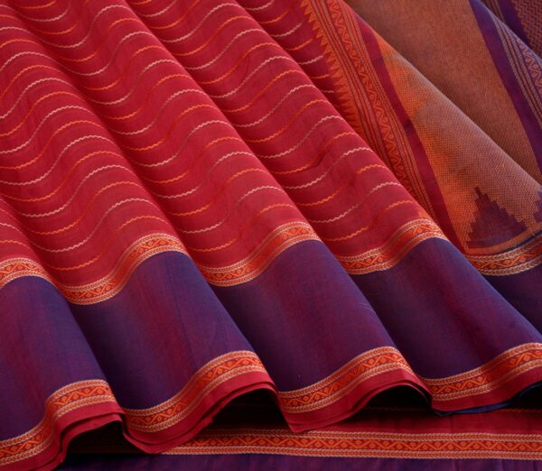 Elegant Kanchi Silkcotton Mishratantu Threadwork Veldhari Weavemaya Bangalore India Maya Carmine Red 452368 4