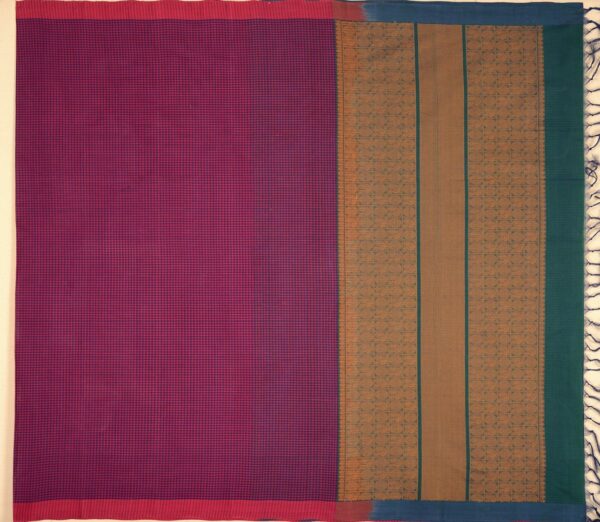 Elegant Kanchi Cotton Parutti Podi Kattam Ribbon Border Weavemaya Bangalore India Maya Purple Pink 30002323 1