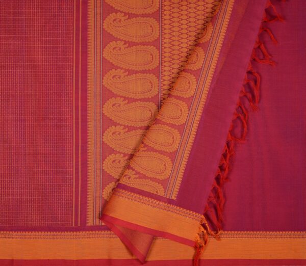Elegant Kanchi Cotton Parutti Small Border Lakshadeepam Weavemaya Bangalore India Maya Dark Pink 30002311 2