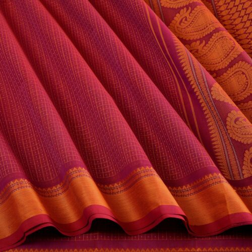 Elegant Kanchi Cotton Parutti Small Border Lakshadeepam Weavemaya Bangalore India Maya Dark Pink 30002311 3