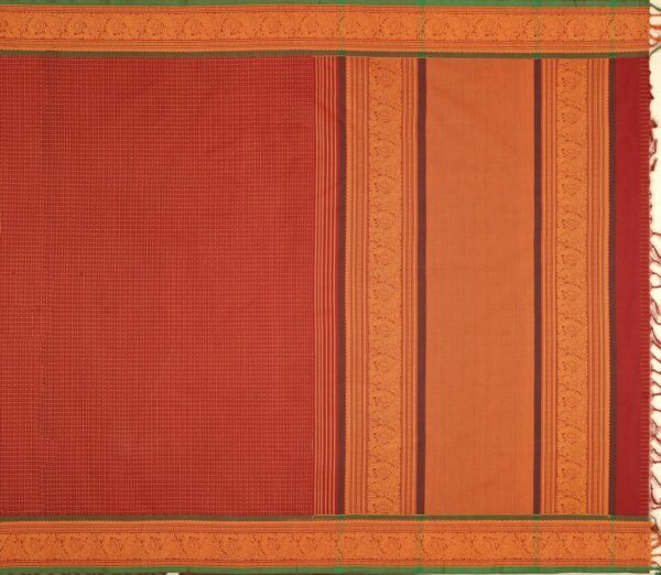 Elegant Kanchi Cotton Parutti Small Border Lakshadeepam Weavemaya Bangalore India Maya Kumkumam Red 30002308 1