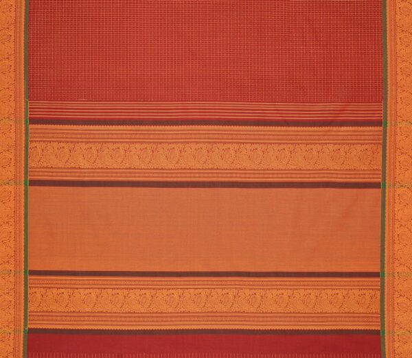 Elegant Kanchi Cotton Parutti Small Border Lakshadeepam Weavemaya Bangalore India Maya Kumkumam Red 30002308 5