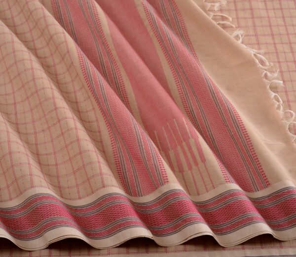 Elegant Kanchi Cotton Parutti Small Border Pooja Weavemaya Bangalore India Maya Offwhite 30002319 4