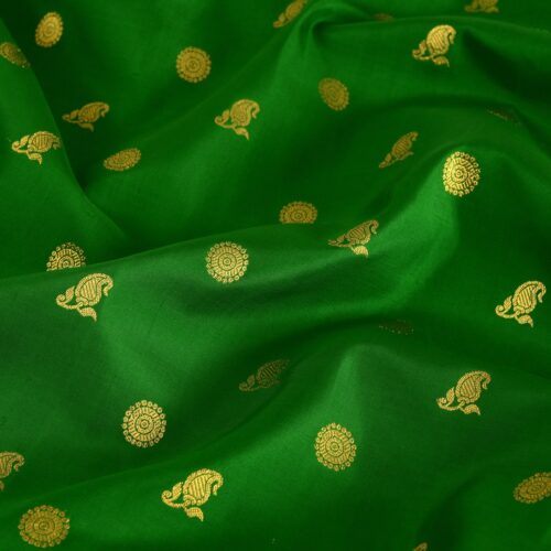 Elegant Handloom Kanjivaram Silk Yardage Zari Butta Weavemaya Bangalore India Maya Green MSJ2302 3
