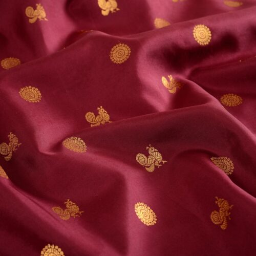 Elegant Handloom Kanjivaram Silk Yardage Zari Butta Weavemaya Bangalore India Maya Maroon MSJ2301 3