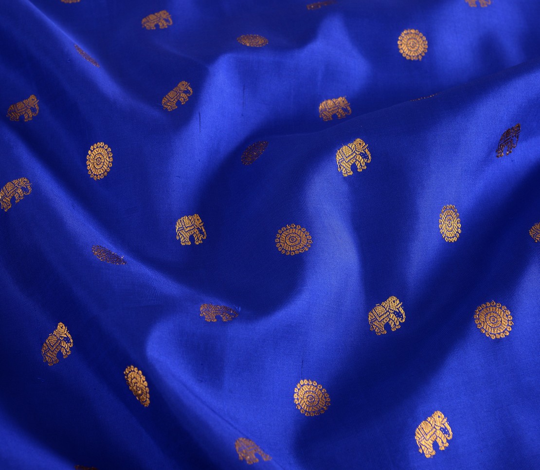 Elegant Handloom Kanjivaram Silk Yardage Zari Butta Weavemaya Bangalore India Maya Royal Blue MSJ2303 3