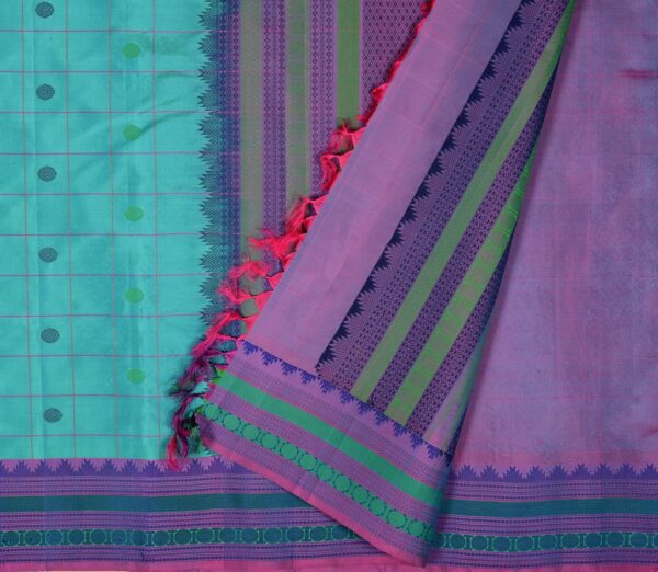 Elegant Kanjivaram Mrudula Kattam Butta Threadwork Weavemaya Bangalore India Maya Blue 462321 2