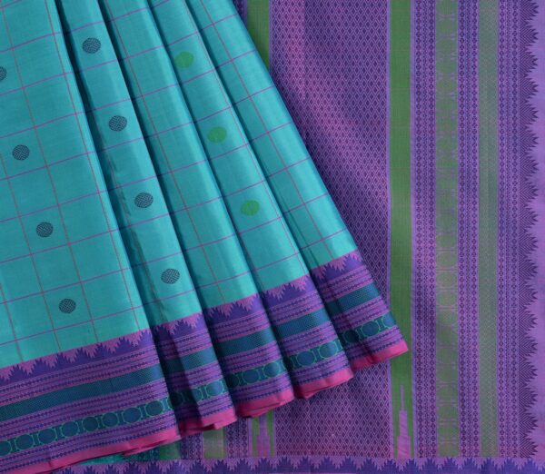 Elegant Kanjivaram Mrudula Kattam Butta Threadwork Weavemaya Bangalore India Maya Blue 462321 3